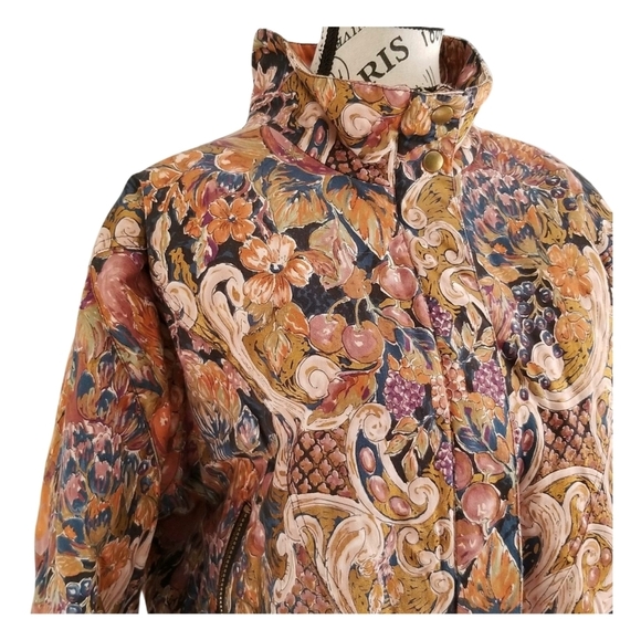 NWOT 90s fruits and floral pattern bomber with dolman sleeves - Picture 3 of 8